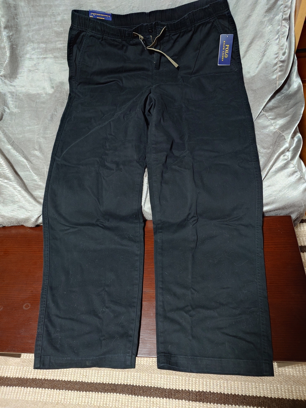 Ralph Lauren Black Men's Baggy Pants With Built In Belt Size 40x 32 W/ Tags